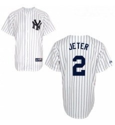 Youth Majestic New York Yankees 2 Derek Jeter Authentic White Name On Back MLB Jersey