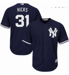 Youth Majestic New York Yankees 31 Aaron Hicks Replica Navy Blue Alternate MLB Jersey