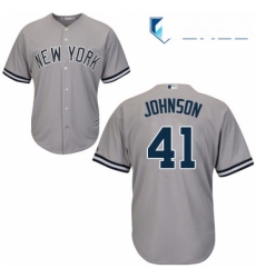 Youth Majestic New York Yankees 41 Randy Johnson Authentic Grey Road MLB Jersey