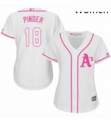 Womens Majestic Oakland Athletics 18 Chad Pinder Authentic White Fashion Cool Base MLB Jersey 