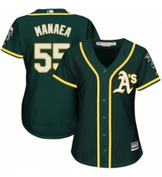 Womens Majestic Oakland Athletics 55 Sean Manaea Replica Green Alternate 1 Cool Base MLB Jersey 