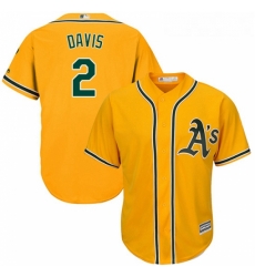 Youth Majestic Oakland Athletics 2 Khris Davis Replica Gold Alternate 2 Cool Base MLB Jersey 