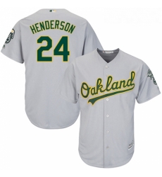 Youth Majestic Oakland Athletics 24 Rickey Henderson Authentic Grey Road Cool Base MLB Jersey