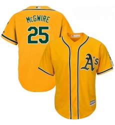 Youth Majestic Oakland Athletics 25 Mark McGwire Authentic Gold Alternate 2 Cool Base MLB Jersey