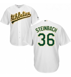 Youth Majestic Oakland Athletics 36 Terry Steinbach Replica White Home Cool Base MLB Jersey