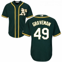 Youth Majestic Oakland Athletics 49 Kendall Graveman Replica Green Alternate 1 Cool Base MLB Jersey 