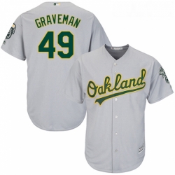 Youth Majestic Oakland Athletics 49 Kendall Graveman Replica Grey Road Cool Base MLB Jersey 