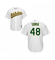 Youth Oakland Athletics 48 Joakim Soria Replica White Home Cool Base Baseball Jersey 