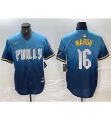 Men Philadelphia Phillies 16 Brandon Marsh Blue 2024 City Connect Limited Stitched Jersey