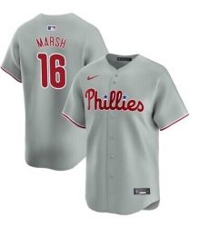 Men Philadelphia Phillies 16 Brandon Marsh Gray Cool Base Stitched Baseball Jersey