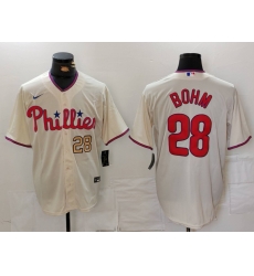 Men Philadelphia Phillies 28 Alec Bohm Cream Cool Base Stitched Jersey 1