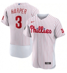 Men Philadelphia Phillies 3 Bryce Harper White 2022 World Series Flex Base Stitched Baseball Jersey