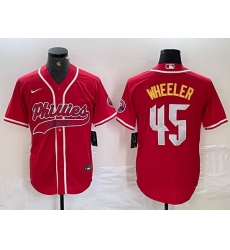 Men Philadelphia Phillies 45 Zack Wheeler Red 2024 City Connect Limited Stitched Baseball Jersey 3