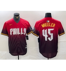 Men Philadelphia Phillies 45 Zack Wheeler Red 2024 City Connect Limited Stitched Jersey 1