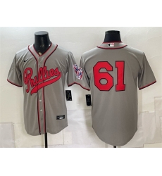 Men Philadelphia Phillies  61 Cristopher Sanchez Gray 2026 Field of Dreams Stadium Stitched Baseball Jersey