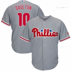 Mens Majestic Philadelphia Phillies 10 Darren Daulton Replica Grey Road Cool Base MLB Jersey