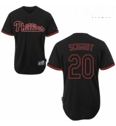 Mens Majestic Philadelphia Phillies 20 Mike Schmidt Authentic Black Fashion MLB Jersey