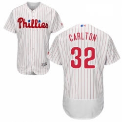 Mens Majestic Philadelphia Phillies 32 Steve Carlton White Home Flex Base Authentic Collection MLB Jersey