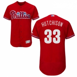 Mens Majestic Philadelphia Phillies 33 Drew Hutchison Red Alternate Flex Base Authentic Collection MLB Jersey