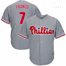 Mens Majestic Philadelphia Phillies 7 Maikel Franco Replica Grey Road Cool Base MLB Jersey