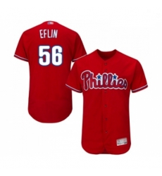 Mens Philadelphia Phillies 56 Zach Eflin Red Alternate Flex Base Authentic Collection Baseball Jersey