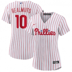 Women Philadelphia Phillies 10 J T  Realmuto White Stitched Baseball Jersey