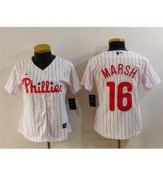 Women Philadelphia Phillies 16 Brandon Marsh White Stitched Baseball Jersey