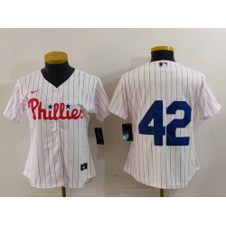 Women Philadelphia Phillies 42 Jackie Robinson White Stitched Baseball Jersey