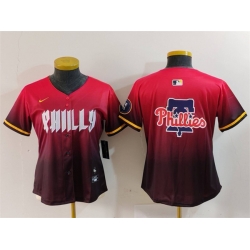 Women Philadelphia Phillies Team Big Logo Red 2024 City Connect Limited Stitched Baseball JerseyS