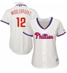 Womens Majestic Philadelphia Phillies 12 Will Middlebrooks Replica Cream Alternate Cool Base MLB Jersey 