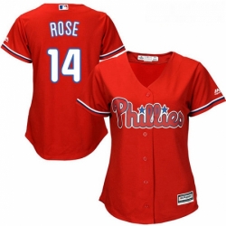 Womens Majestic Philadelphia Phillies 14 Pete Rose Replica Red Alternate Cool Base MLB Jersey