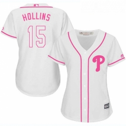 Womens Majestic Philadelphia Phillies 15 Dave Hollins Replica White Fashion Cool Base MLB Jersey