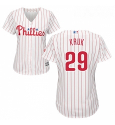 Womens Majestic Philadelphia Phillies 29 John Kruk Replica WhiteRed Strip Home Cool Base MLB Jersey