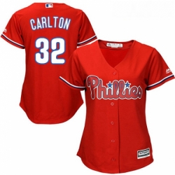 Womens Majestic Philadelphia Phillies 32 Steve Carlton Authentic Red Alternate Cool Base MLB Jersey