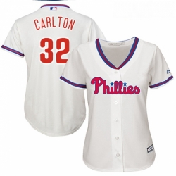 Womens Majestic Philadelphia Phillies 32 Steve Carlton Replica Cream Alternate Cool Base MLB Jersey