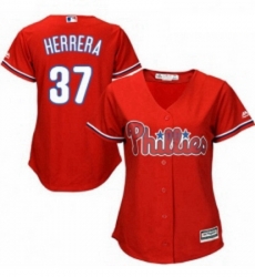 Womens Majestic Philadelphia Phillies 37 Odubel Herrera Replica Red Alternate Cool Base MLB Jersey 