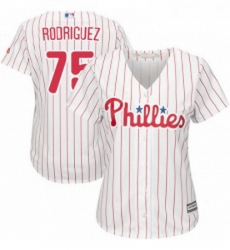 Womens Majestic Philadelphia Phillies 75 Francisco Rodriguez Authentic WhiteRed Strip Home Cool Base MLB Jersey 