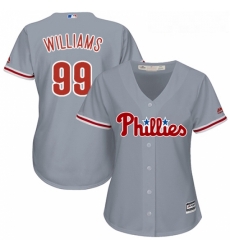 Womens Majestic Philadelphia Phillies 99 Mitch Williams Replica Grey Road Cool Base MLB Jersey