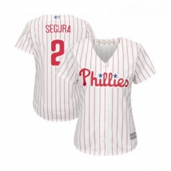 Womens Philadelphia Phillies 2 Jean Segura Replica White Red Strip Home Cool Base Baseball Jersey 