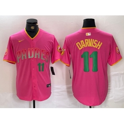 Men San Diego Padres 11 Yu Darvish Pink Cool Base Stitched Baseball Jersey 3