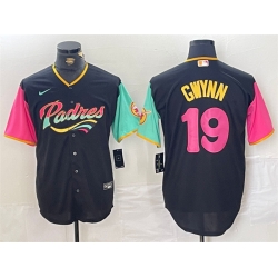 Men San Diego Padres 19 Tony Gwynn Black City Connect Cool Base Stitched Baseball Jersey