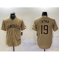 Men San Diego Padres  19 Tony Gwynn Tan Cool Base Stitched Baseball Jersey 5