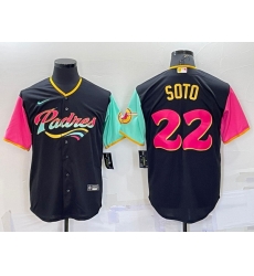 Men San Diego Padres 22 Juan Soto 2022 Black City Connect Cool Base Stitched Jersey