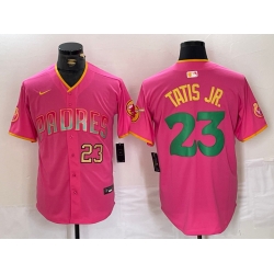 Men San Diego Padres 23 Fernando Tatis Jr  Pink Cool Base Stitched Baseball Jersey 2