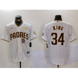 Men San Diego Padres 34 Michael King White With PS Patch Cool Base Stitched