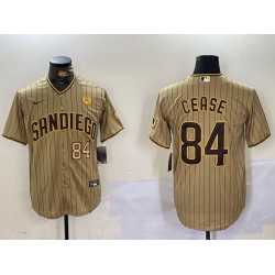 Men San Diego Padres 84 Dylan Cease Tan Cool Base Stitched Baseball Jersey 5