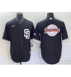 Men San Diego Padres Black Team Big Logo Cool Base Stitched Baseball Jersey