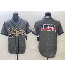 Men San Diego Padres Gray Team Big Logo Cool Base Stitched Baseball Jersey 2