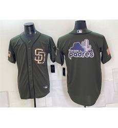 Men San Diego Padres Team Big Logo Olive Camo Cool Base Stitched Baseball Jersey