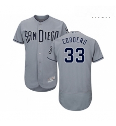 Mens San Diego Padres 33 Franchy Cordero Authentic Grey Road Cool Base Baseball Jersey 